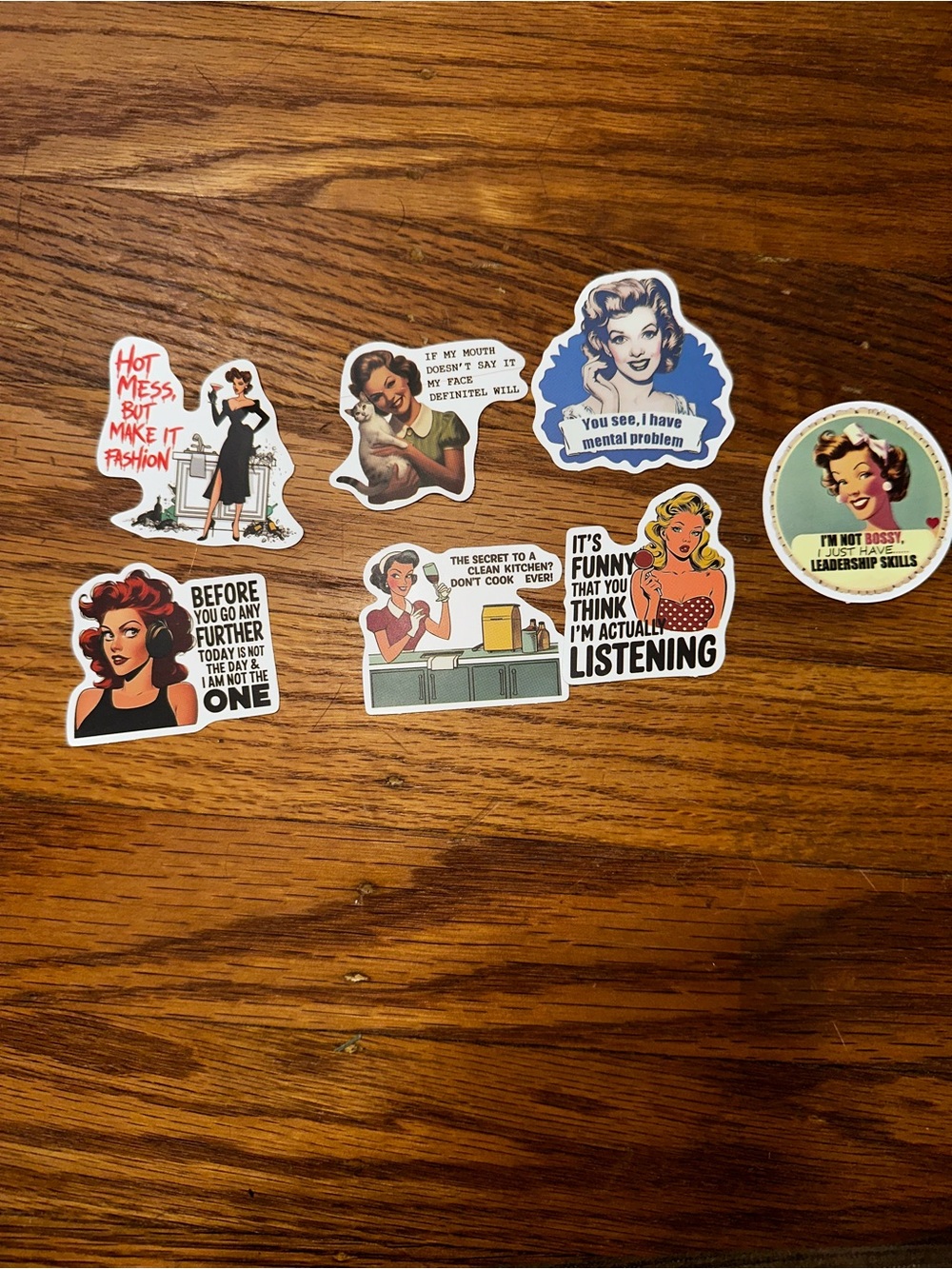 Source Unknown Retro Pin-Up Sticker Set - Red, Blue, Yellow, Green, Black, White